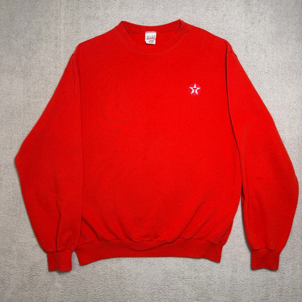 Vintage 90s Todd Sweatshirt Men’s Medium Red Embroidered Logo Crewneck Pullover